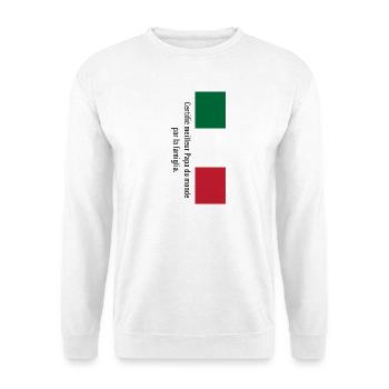 Vom Famiglia als bester Vater der Welt zertifiziert... - Unisex Pullover - Weiß - Vorne - Alina (178cm) & Michal (187cm)