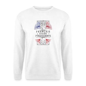 Französische Peruanische Wurzeln T-Shirt Geschenk... - Unisex Pullover - Weiß - Vorne - Alina (178cm) & Michal (187cm)