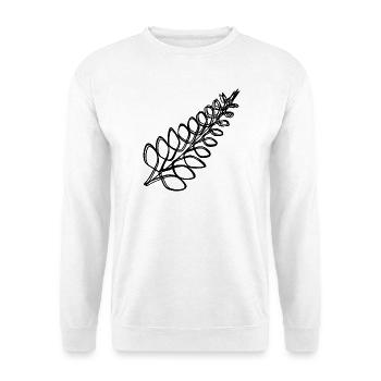 Farn handgezeichnet - Unisex Pullover - Weiß - Vorne - Alina (178cm) & Michal (187cm)