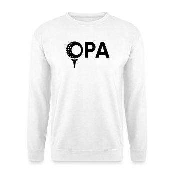 Opa mit Golfball – Schwarz - Unisex Pullover - Weiß - Vorne - Alina (178cm) & Michal (187cm)