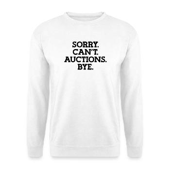 Auction Spruch Humor - Unisex Pullover - Weiß - Vorne - Alina (178cm) & Michal (187cm)
