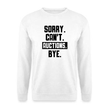 Auction Spruch Humor - Unisex Pullover - Weiß - Vorne - Alina (178cm) & Michal (187cm)