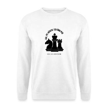 Schach Spruch – Egal wie mächtig der König war - Unisex Pullover - Weiß - Vorne - Alina (178cm) & Michal (187cm)