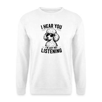 Pudel Sprüche Hunde Lustiges Pudel Geschenk - Unisex Pullover - Weiß - Vorne - Alina (178cm) & Michal (187cm)