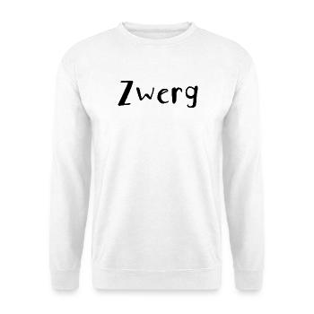 Zwerg - Verspielter Schriftzug - Unisex Pullover - Weiß - Vorne - Alina (178cm) & Michal (187cm)
