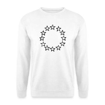 Sternenkranz handgezeichnet - Unisex Pullover - Weiß - Vorne - Alina (178cm) & Michal (187cm)