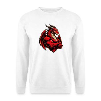 Feuerdrache Kraftbild - Unisex Pullover - Weiß - Vorne - Alina (178cm) & Michal (187cm)