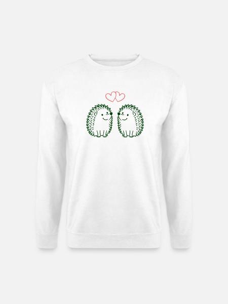 Herzchen-Igel Duo Liebesillustration - Unisex Pullover - Weiß