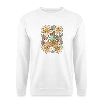 Froschzauberer reitet Schnecke Retro - Unisex Pullover - Weiß - Vorne - Alina (178cm) & Michal (187cm)