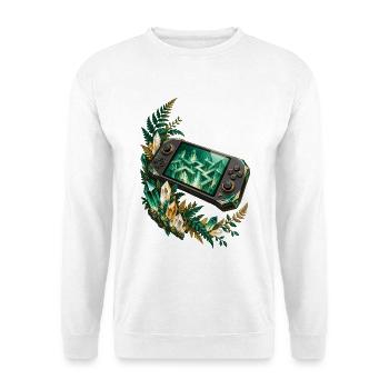 Kristallkonsole im smaragdgrünen Farnbogen - Unisex Pullover - Weiß - Vorne - Alina (178cm) & Michal (187cm)