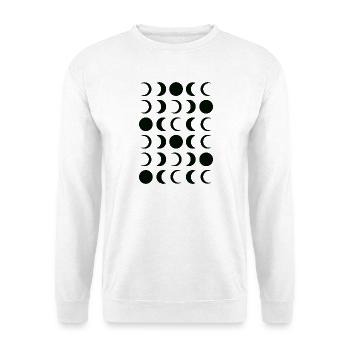 Noir-Mond-Phasengitter - Unisex Pullover - Weiß - Vorne - Alina (178cm) & Michal (187cm)