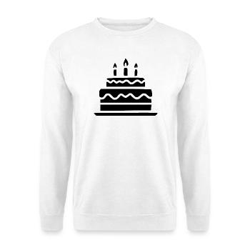 Geburtstagskuchen mit Kerzen Geschenk Geburtstag - Unisex Pullover - Weiß - Vorne - Alina (178cm) & Michal (187cm)