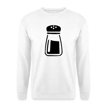 Salzstreuer Salz Küche Koch Geschenk - Unisex Pullover - Weiß - Vorne - Alina (178cm) & Michal (187cm)