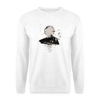 Fuji Berg unter Mondlicht - Unisex Pullover - Weiß - Vorne - Alina (178cm) & Michal (187cm)