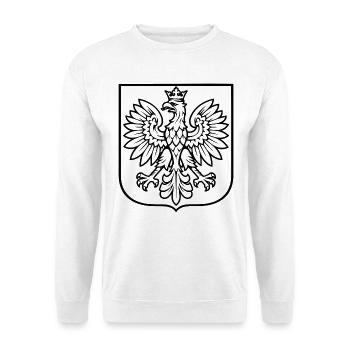 Polnischer Adler Clean Design – Wappen Polen - Unisex Pullover - Weiß - Vorne - Alina (178cm) & Michal (187cm)