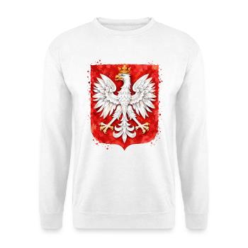 Polnischer Adler Wappen Aquarell Design - Unisex Pullover - Weiß - Vorne - Alina (178cm) & Michal (187cm)