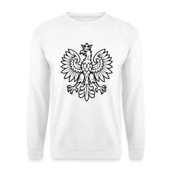 Polnischer Adler Clean Design – Minimal Wappen - Unisex Pullover - Weiß - Vorne - Alina (178cm) & Michal (187cm)