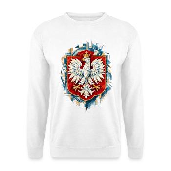 Polnischer Adler Wappen Aquarell Design - Unisex Pullover - Weiß - Vorne - Alina (178cm) & Michal (187cm)