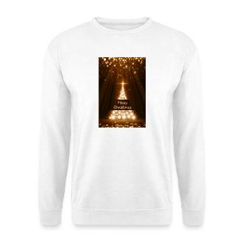 Leuchtender Glitzer-Weihnachtsbaum - Unisex Pullover - Weiß - Vorne - Alina (178cm) & Michal (187cm)