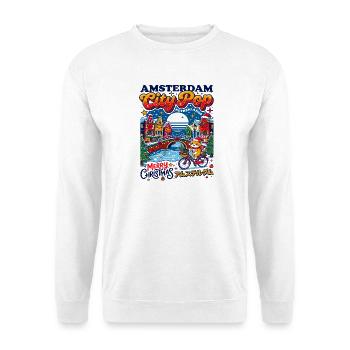 Amsterdam City Pop Merry Christmas Netherlands - Unisex Pullover - Weiß - Vorne - Alina (178cm) & Michal (187cm)