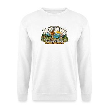 Ich gehe spazieren, weil Laufen mir übertrieben erscheint - Unisex Pullover - Weiß - Vorne - Alina (178cm) & Michal (187cm)