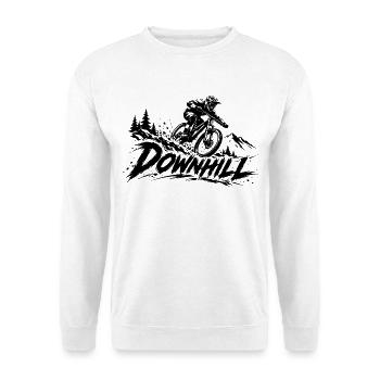 Downhill Mountainbike – MTB Motiv - Unisex Pullover - Weiß - Vorne - Alina (178cm) & Michal (187cm)