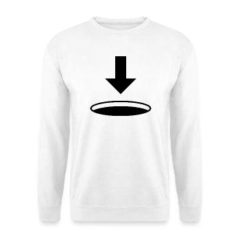 Loch mit Pfeil - Unisex Pullover - Weiß - Vorne - Alina (178cm) & Michal (187cm)
