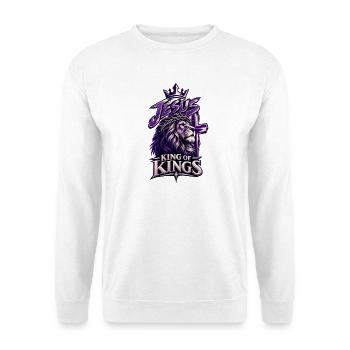 Jesus, Löwenkönig der Könige - Unisex Pullover - Weiß - Vorne - Alina (178cm) & Michal (187cm)