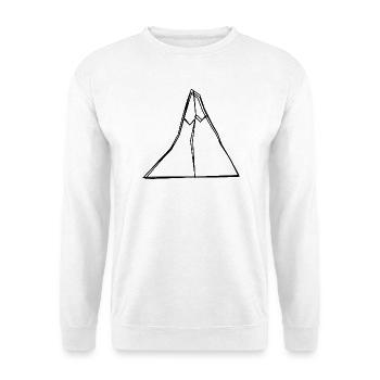 Matterhorn handgezeichnet - Unisex Pullover - Weiß - Vorne - Alina (178cm) & Michal (187cm)