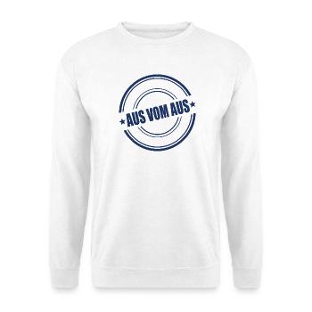 Aus vom Aus Stempel Verbrenner - Unisex Pullover - Weiß - Vorne - Alina (178cm) & Michal (187cm)