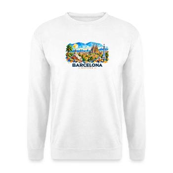 Barcelona - Espana - Spain - Spanien - spanisch - Unisex Pullover - Weiß - Vorne - Alina (178cm) & Michal (187cm)