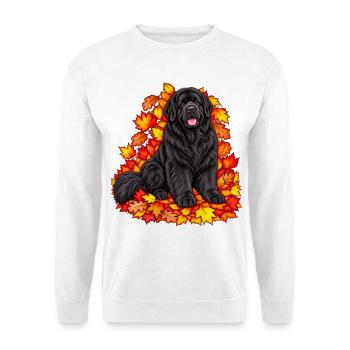 Neufundländer mit Ahornlaub - Unisex Pullover - Weiß - Vorne - Alina (178cm) & Michal (187cm)