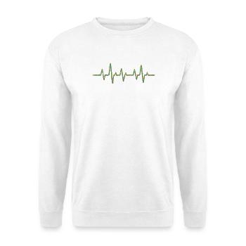 EKG-Herzschlag mit Weihnachtslichterkette - Unisex Pullover - Weiß - Vorne - Alina (178cm) & Michal (187cm)