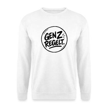 GenZ regelt. – Gen Z Spruch - Unisex Pullover - Weiß - Vorne - Alina (178cm) & Michal (187cm)