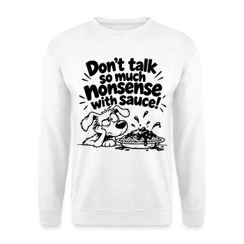 Quatsch mit Soße - Unisex Pullover - Weiß - Vorne - Alina (178cm) & Michal (187cm)