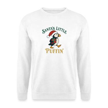Weihnachtsmanns kleiner Papageitaucher süßer Weihnachtsvogel - Unisex Pullover - Weiß - Vorne - Alina (178cm) & Michal (187cm)