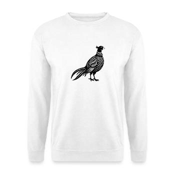 Stehender Fasan - Unisex Pullover - Weiß - Vorne - Alina (178cm) & Michal (187cm)