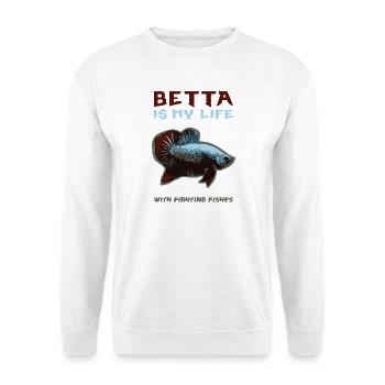 Betta, fighting Fishes - Unisex Pullover - Weiß - Vorne - Alina (178cm) & Michal (187cm)