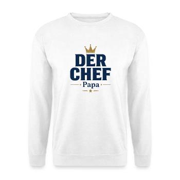 Papa Der Chef - Unisex Pullover - Weiß - Vorne - Alina (178cm) & Michal (187cm)