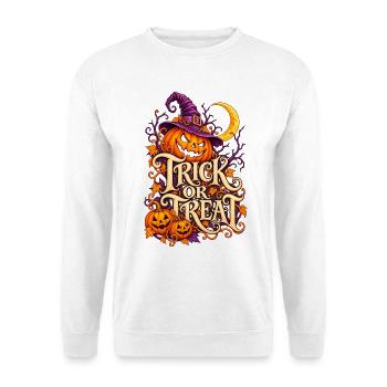 Halloween - Trick or Treat - Unisex Pullover - Weiß - Vorne - Alina (178cm) & Michal (187cm)