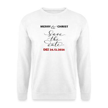 Merry Christmas - Unisex Pullover - Weiß - Vorne - Alina (178cm) & Michal (187cm)