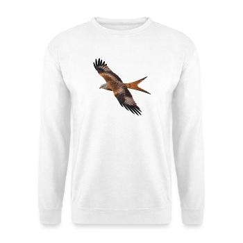 Rotmilan im Flug – Greifvogel mit Gabelschwanz - Unisex Pullover - Weiß - Vorne - Alina (178cm) & Michal (187cm)