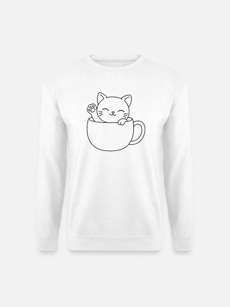 Süßes Teetassen-Kätzchen - Unisex Pullover - Weiß