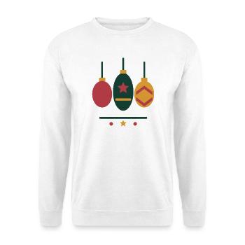 Drei Weihnachtskugeln mit Sternen und Mustern - Unisex Pullover - Weiß - Vorne - Alina (178cm) & Michal (187cm)