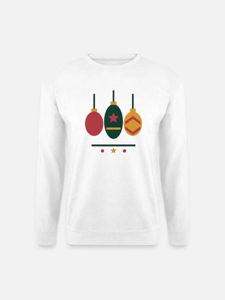 Drei Weihnachtskugeln mit Sternen und Mustern - Unisex Pullover - Weiß