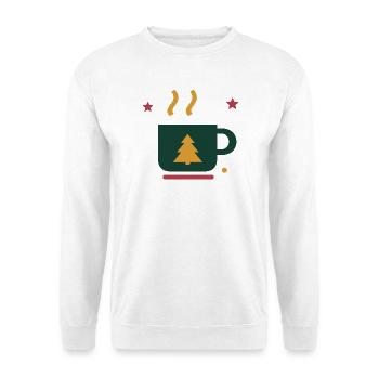 Winterkakao mit Tannenbaum – Adventsmotiv - Unisex Pullover - Weiß - Vorne - Alina (178cm) & Michal (187cm)