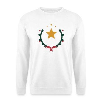 Weihnachtsstern im Kranz aus Winterzweigen - Unisex Pullover - Weiß - Vorne - Alina (178cm) & Michal (187cm)