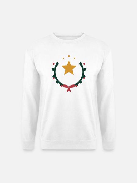 Weihnachtsstern im Kranz aus Winterzweigen - Unisex Pullover - Weiß