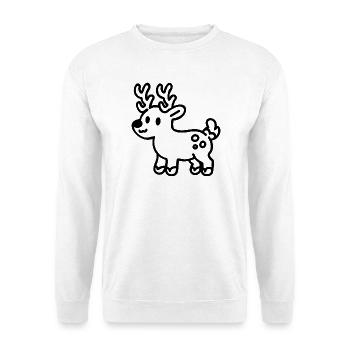 Niedliches Feiertags-Rentier Weihnachts Hirsch SVG - Unisex Pullover - Weiß - Vorne - Alina (178cm) & Michal (187cm)