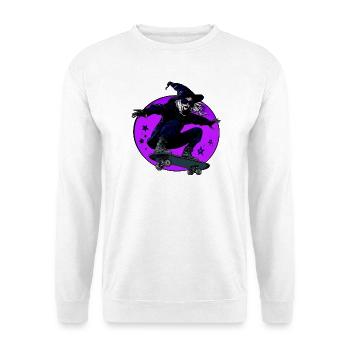 Hexen Skaterin Halloween - Unisex Pullover - Weiß - Vorne - Alina (178cm) & Michal (187cm)